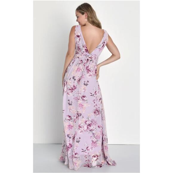 Lulus Garden Meandering Lavender Floral Print Maxi Dress Sz M Bohemian Cottage - Picture 2 of 8